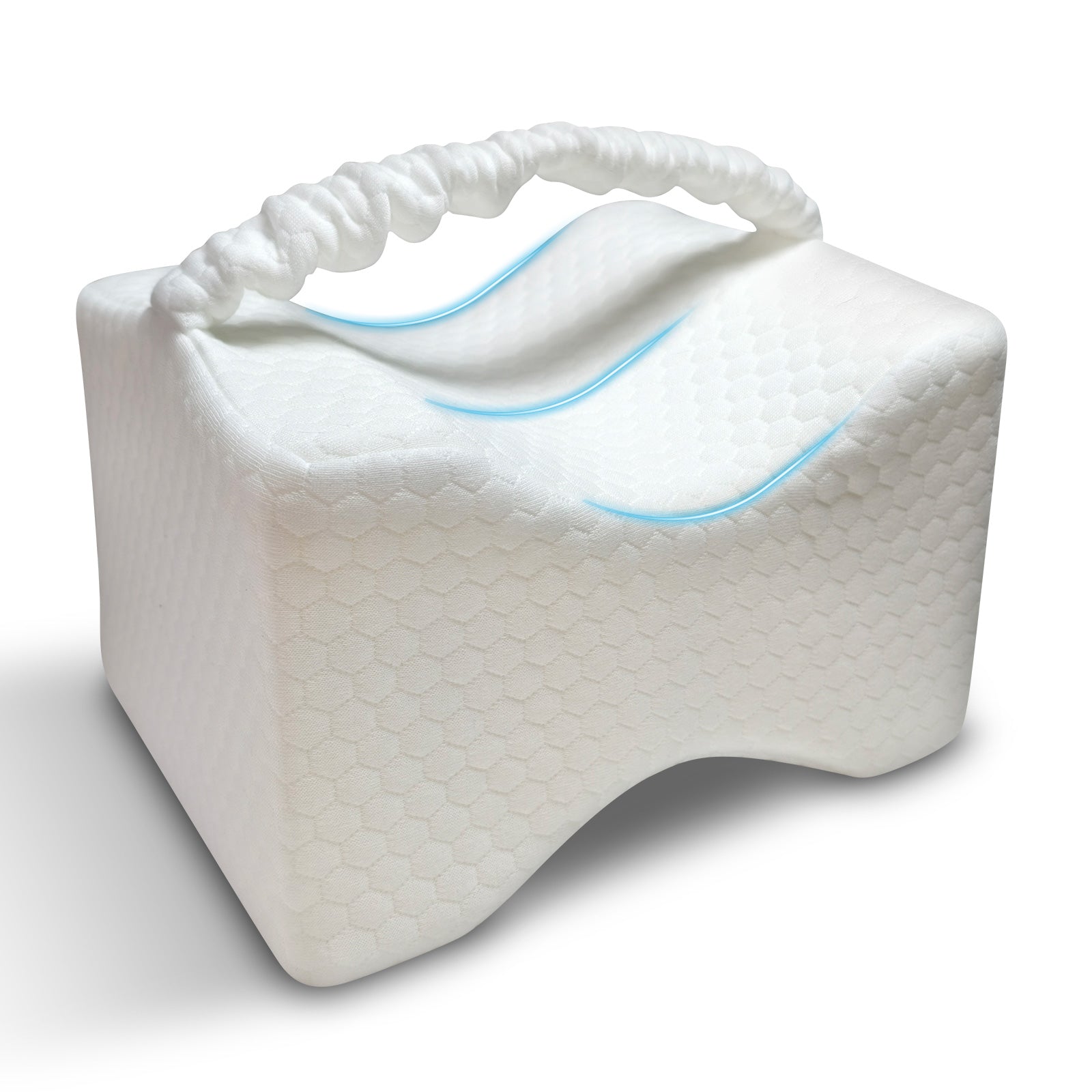 White pillow with a handle on a white background