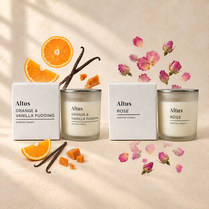 Altus Premium Candle Warmer Lamp Set - Orange & Vanilla Pudding and Rose