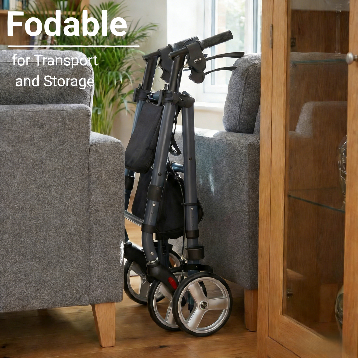 Altus Heavy Duty Classic 4 Wheel Foldable Rollator with Seat -  Midnight Blue