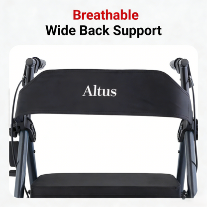 Altus Heavy Duty Classic 4 Wheel Foldable Rollator with Seat -  Midnight Blue