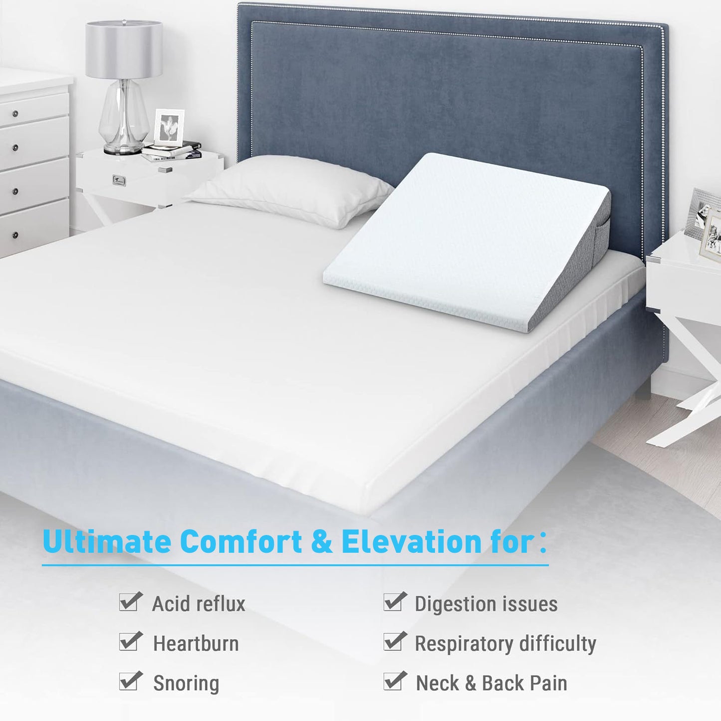 Altus Bed Wedge Pillow for Sleep Back Support with Removable Cover