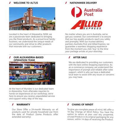 Website page with text and images of a building, warehouse, and Allied Express logo.
