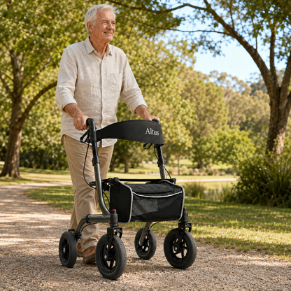 Altus All-Terrain Mobility Walker with 9.5" Wheels Rollator - Graphite Metallic