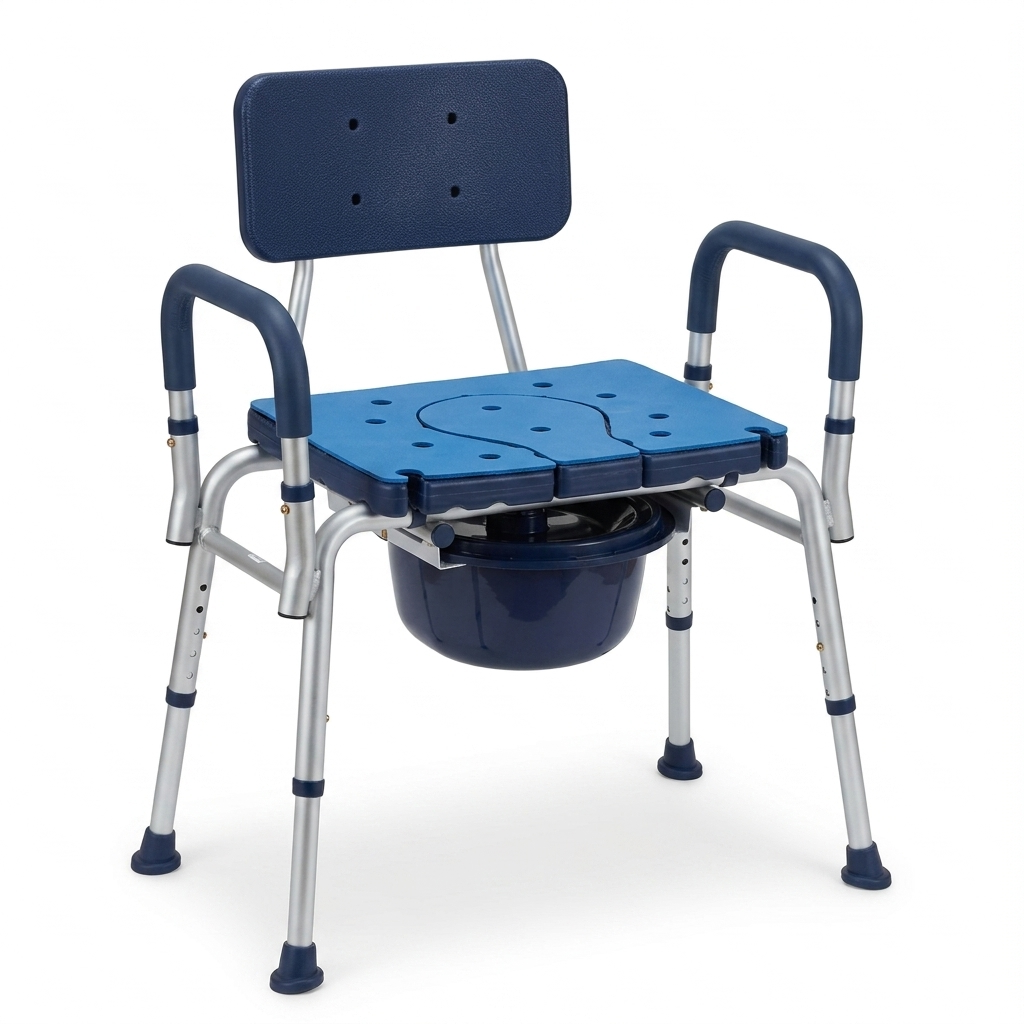 "Product Studio Main View
Altus summit extra wide shower chair on a white background showcasing the full aluminum frame armrests backrest and under seat bucket"