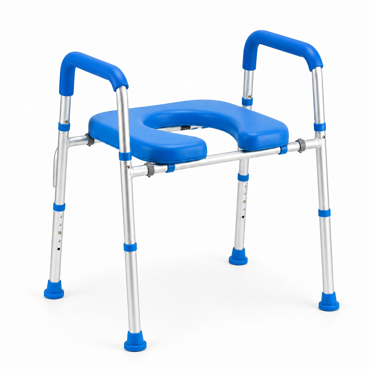 Multi Directional Adjustment Main View
Product main view on a white background with directional indicator arrows demonstrating that the Altus raised toilet seat frame has adjustable height settings to perfectly fit and adapt to various standard toilet specifications.