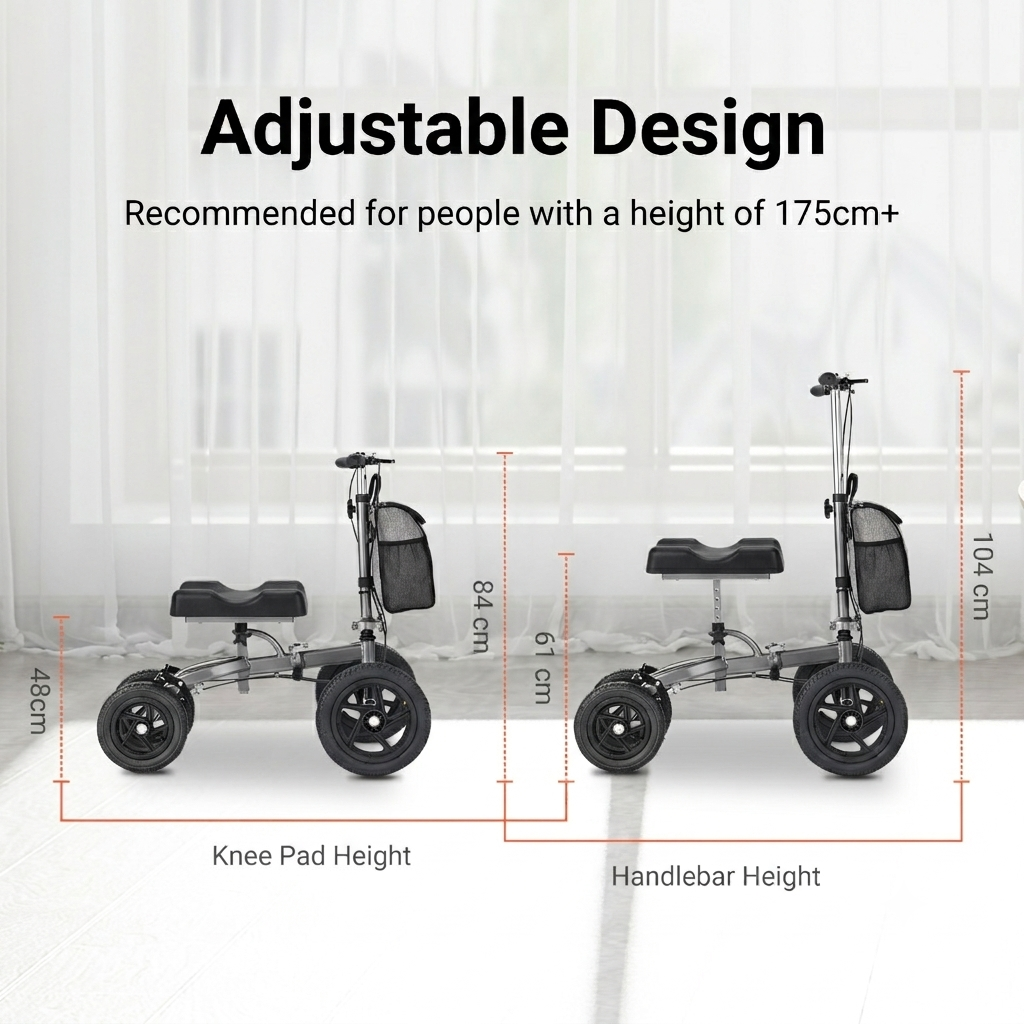 Altus Summit Knee Scooter 12" Pneumatic Tyre Titanium Grey
