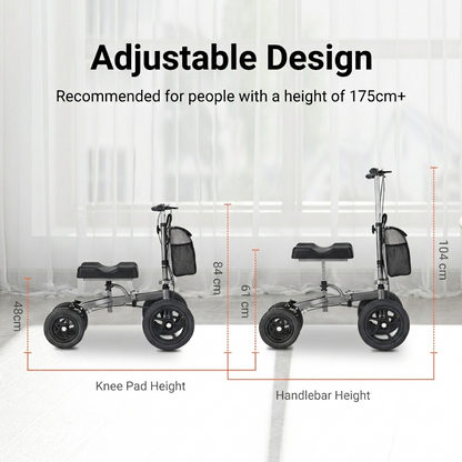Altus Summit Knee Scooter 12" Pneumatic Tyre Titanium Grey