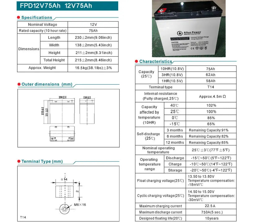 Leak-proof AGM deep cycle battery with advanced plate technology, providing reliable power for marine and off-grid use.