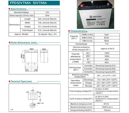 Leak-proof AGM deep cycle battery with advanced plate technology, providing reliable power for marine and off-grid use.