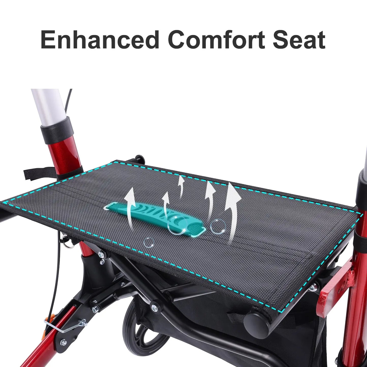 Upright rollator with weight capacity and dimensions.