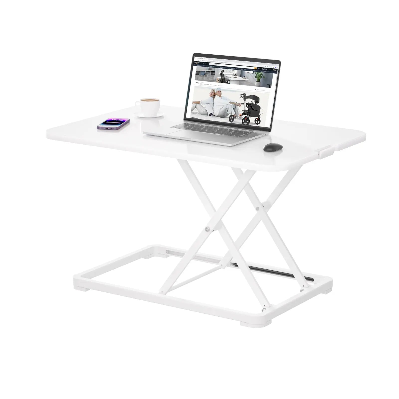 Altus Sit Stand Desk Riser 680mm Adjustable laptop home office white