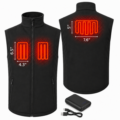 Altus Man's Heated Vest with Rechargeable 10000mAh Battery - Black