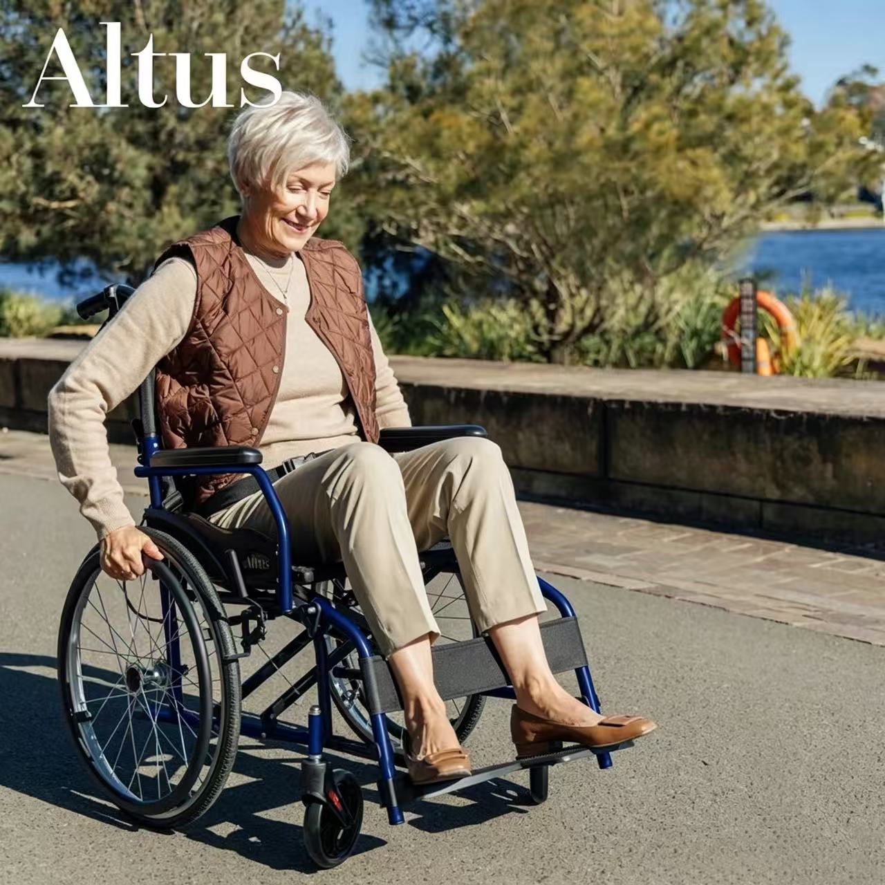 Altus 20 Inch Self-Propelled Folding Wheelchair – Blue