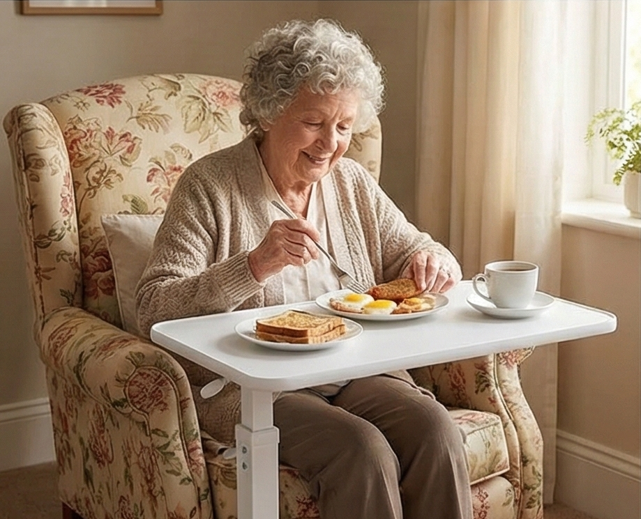 Altus 床头桌 燃气升降装置 钢架 层压板顶部 白色