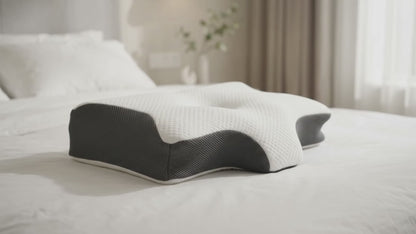 Altus Ergonomic Cervical Memory Foam Neck Support Pillow (White/Gray)