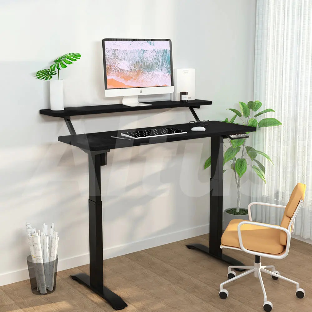 Altus 2 Tier Standing Desk Height Adjustable Motorised Electric Sit Stand Desk_Black myaltus