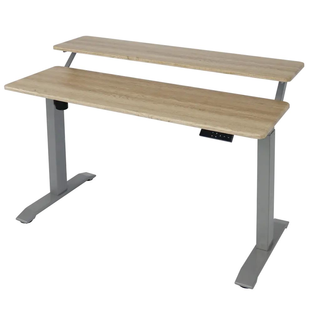 Altus 2 Tier Standing Desk Height Adjustable Motorised Electric Sit Stand Up_ Grey Oak myaltus