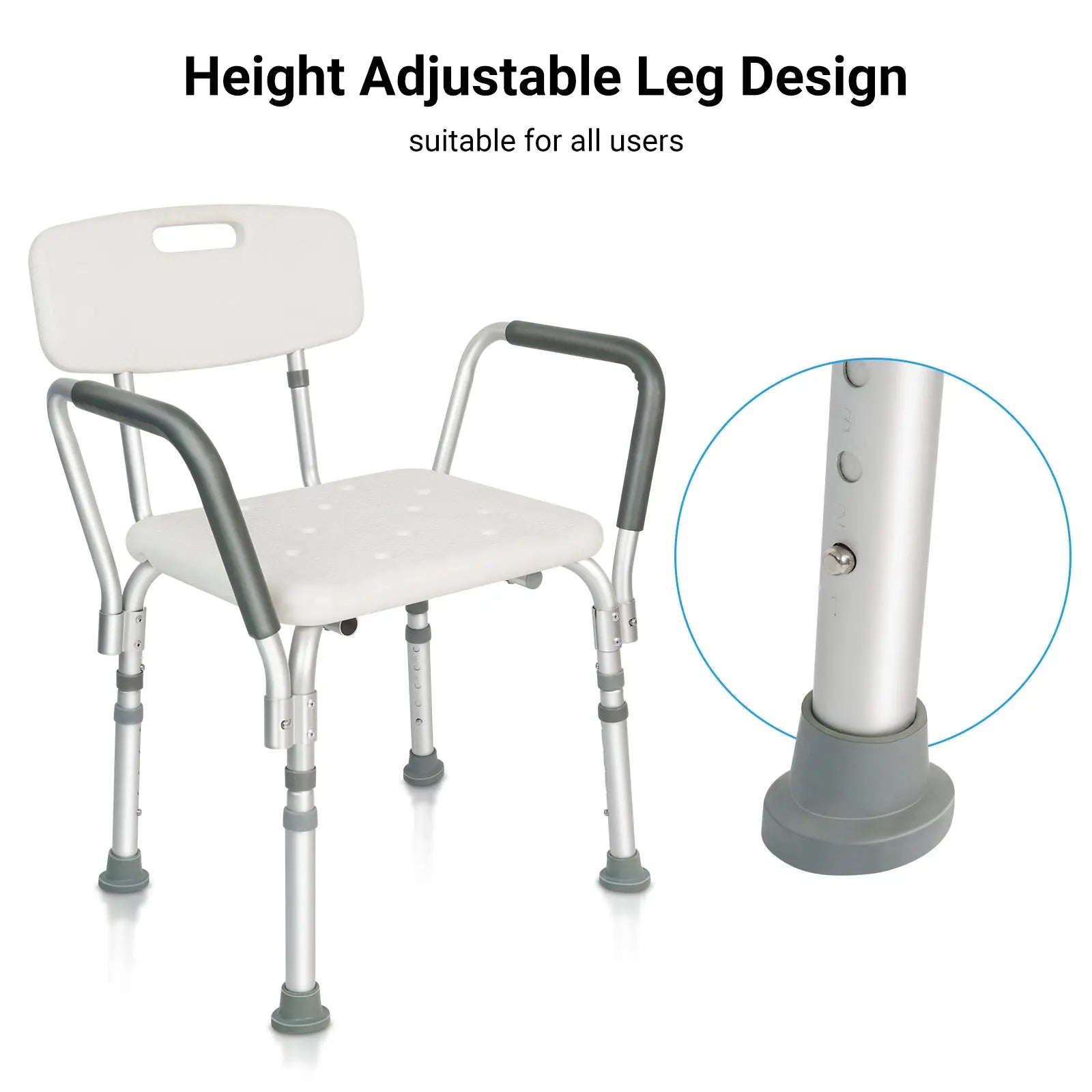 Altus Shower Chair Stool with Adjustable Back and Armrest