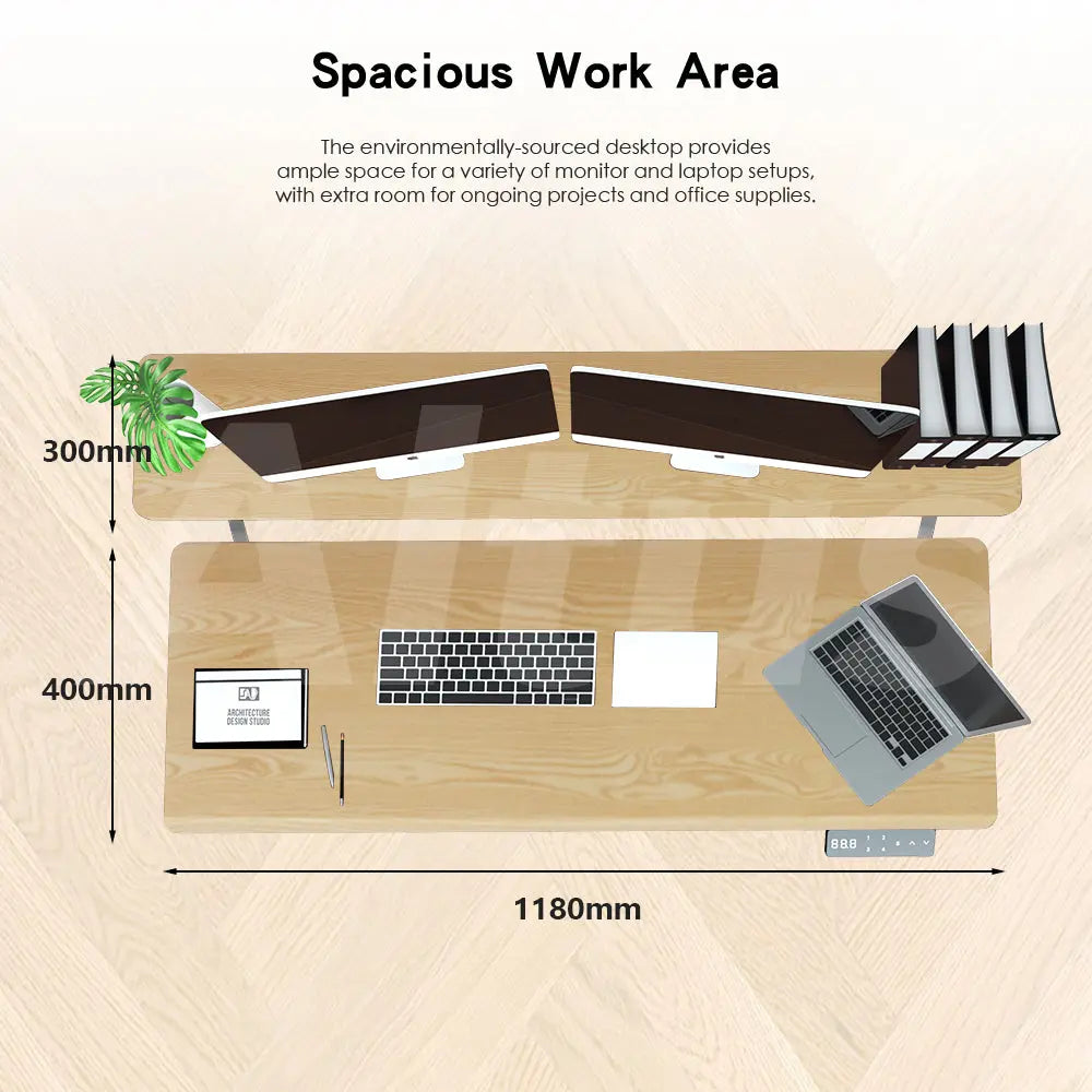 Altus 2 Tier Standing Desk Height Adjustable Motorised Electric Sit Stand Up_ Grey Oak myaltus