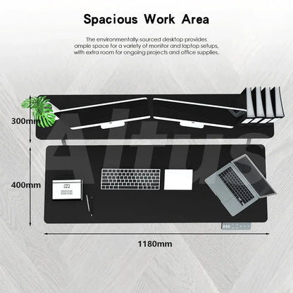 Altus 2 Tier Standing Desk Height Adjustable Motorised Electric Sit Stand Desk_Black myaltus
