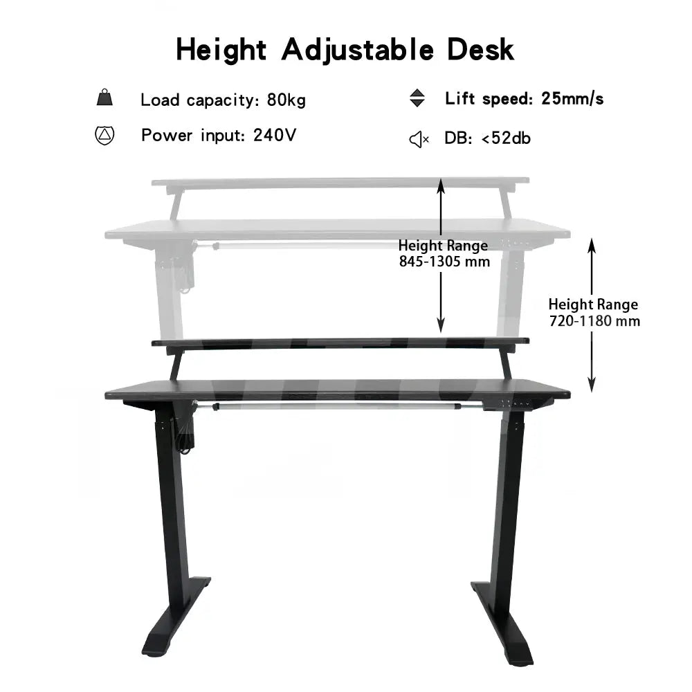 Altus 2 Tier Standing Desk Height Adjustable Motorised Electric Sit Stand Desk_Black myaltus