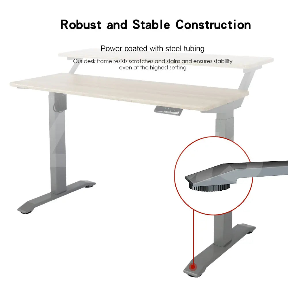 Altus 2 Tier Standing Desk Height Adjustable Motorised Electric Sit Stand Up_ Grey Oak myaltus